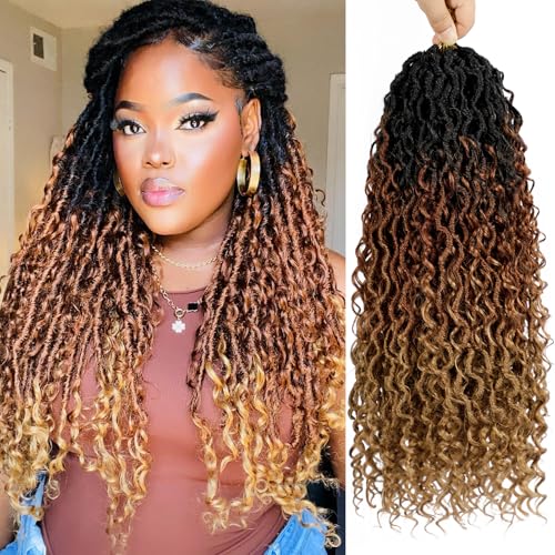 Dorsanee Faux Locs Crochet Hair 18 Inch for Black Women, Short Goddess Style, Pack of 7, #1B/30/27