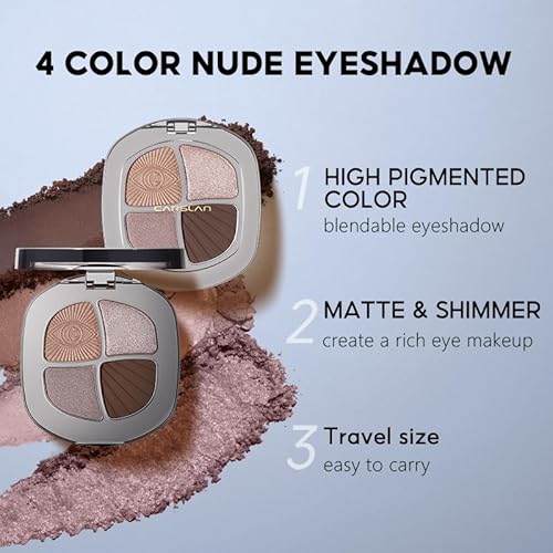CARSLAN Eyeshadow Palette, Longlasting Eye Makeup Palettes in Matte, Shimmer Eye Shadow, High Pigmented Warm Natural sombras para ojos for Daily Use, 05 Smoky Brown