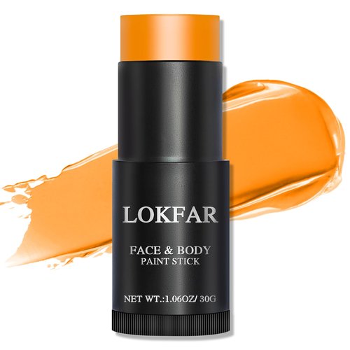 LOKFAR Orange Face Paint Stick, Orange Body Paint Halloween Face-Paint Make Up, Orange Eye Black Stick for Sports, Waterproof Full-Coverage Orange Face Makeup for Halloween Pumpkin Tige Cosplay Makeup