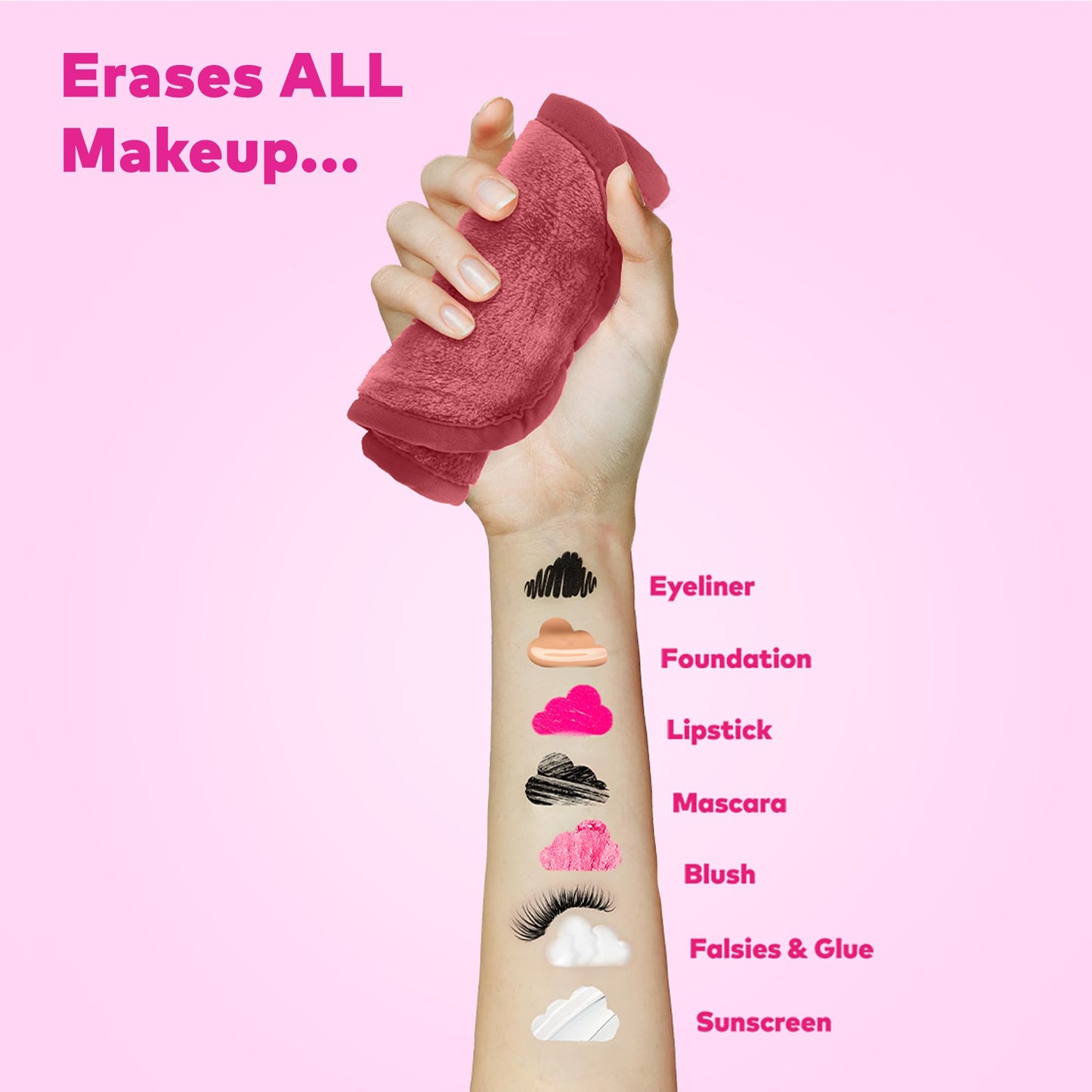 The Original MakeUp Eraser Mini PRO 5pk Gift Set, Erase All Makeup With Just Water, Including Waterproof Mascara, Eyeliner, Foundation, Lipstick, Sunscreen, and More! Blush, 5ct.