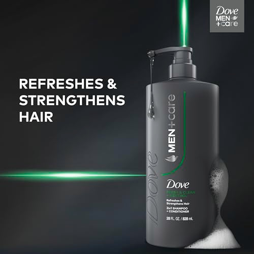 DOVE MEN + CARE Shampoo 1 count Fresh + Clean for Hair Refreshing & Strengthening, with Menthol, 28 fl oz