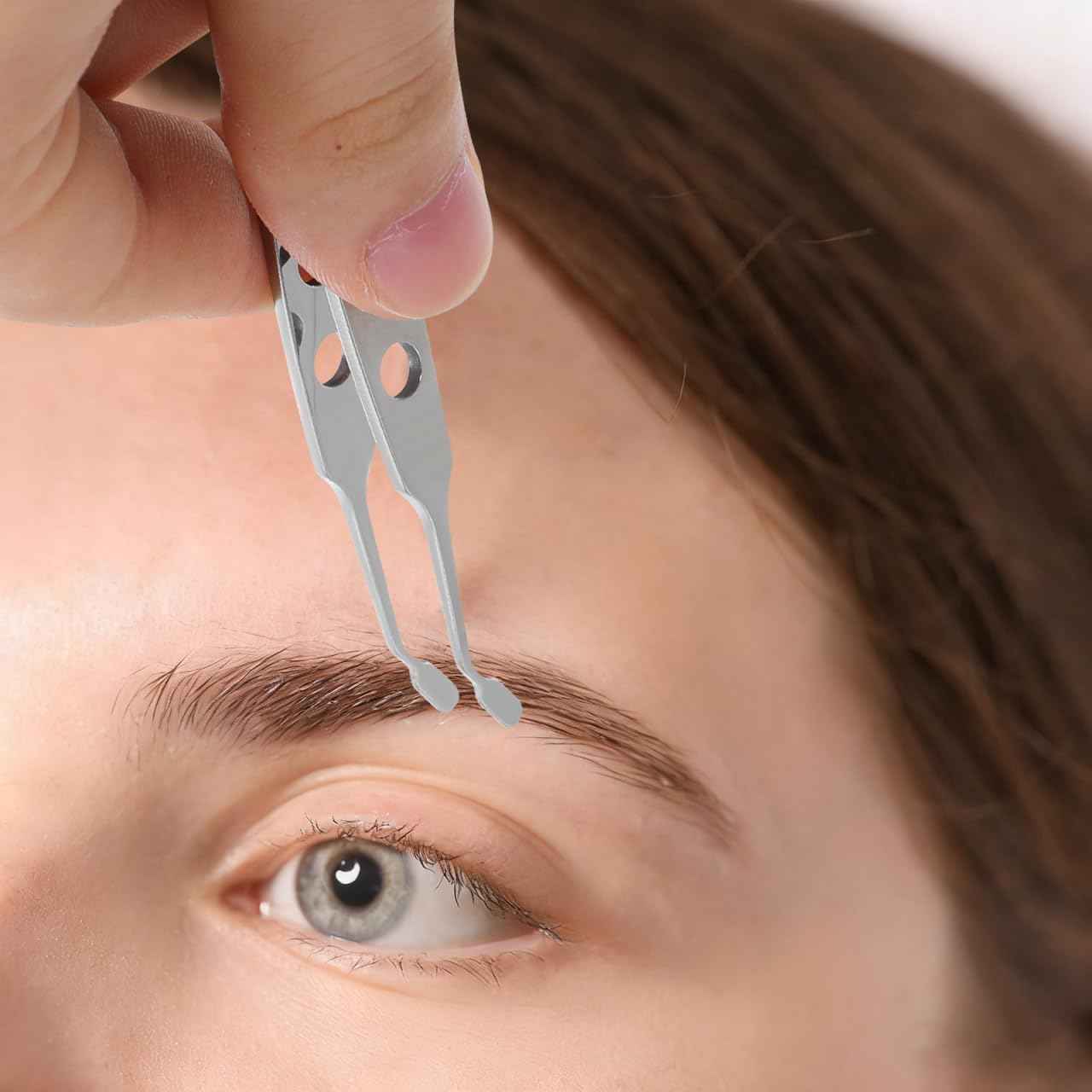 TEHAUX Meibomian Gland Expressor, Stainless Steel Eyelid Massage Tweezer with Positioning Pin, Prevent Excessive Force, Rectangle Tip Eyelid Expressor for Dry Eyes (Silver)