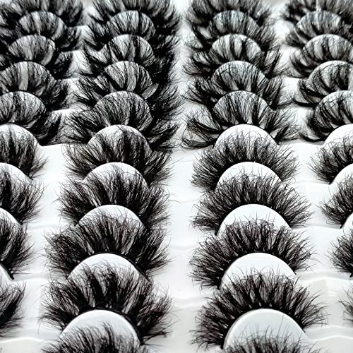 Fluffy Mink Lashes 20 Pairs Dramatic Thick Long 5D False Eyelashes 20mm 4 Styles D Curl Fake Eyelashes Pack, by Kmilro
