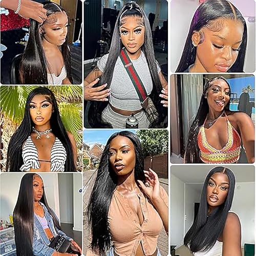Human Hair Extensions 12-16 Inch Virgin Straight Natural Black 3 Bundles 300G