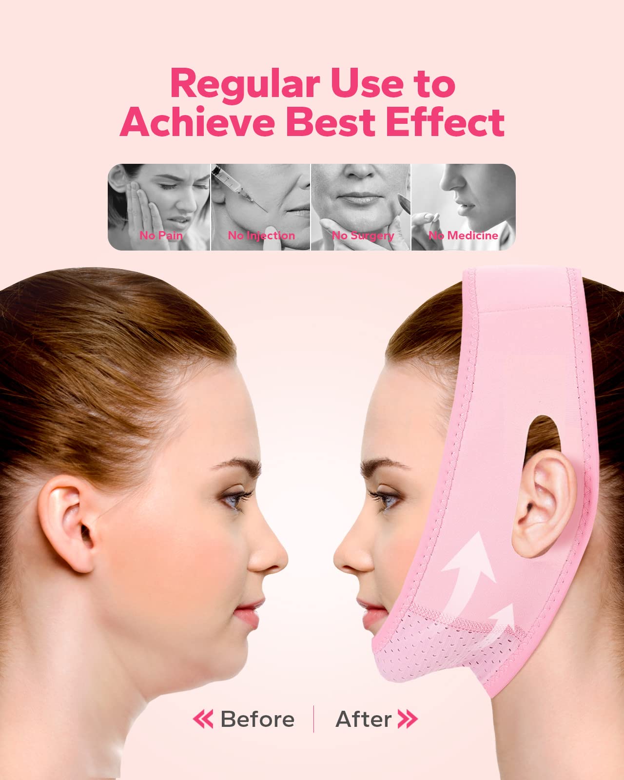 Meto Reusable Face Slimming Strap, V Line Mask, Double Chin Reducer, Chin Up Patch, Face Lift Tape, Chin Strap, V Shaped Belt, V Shaped Slimming Face Mask to Prevent Sagging