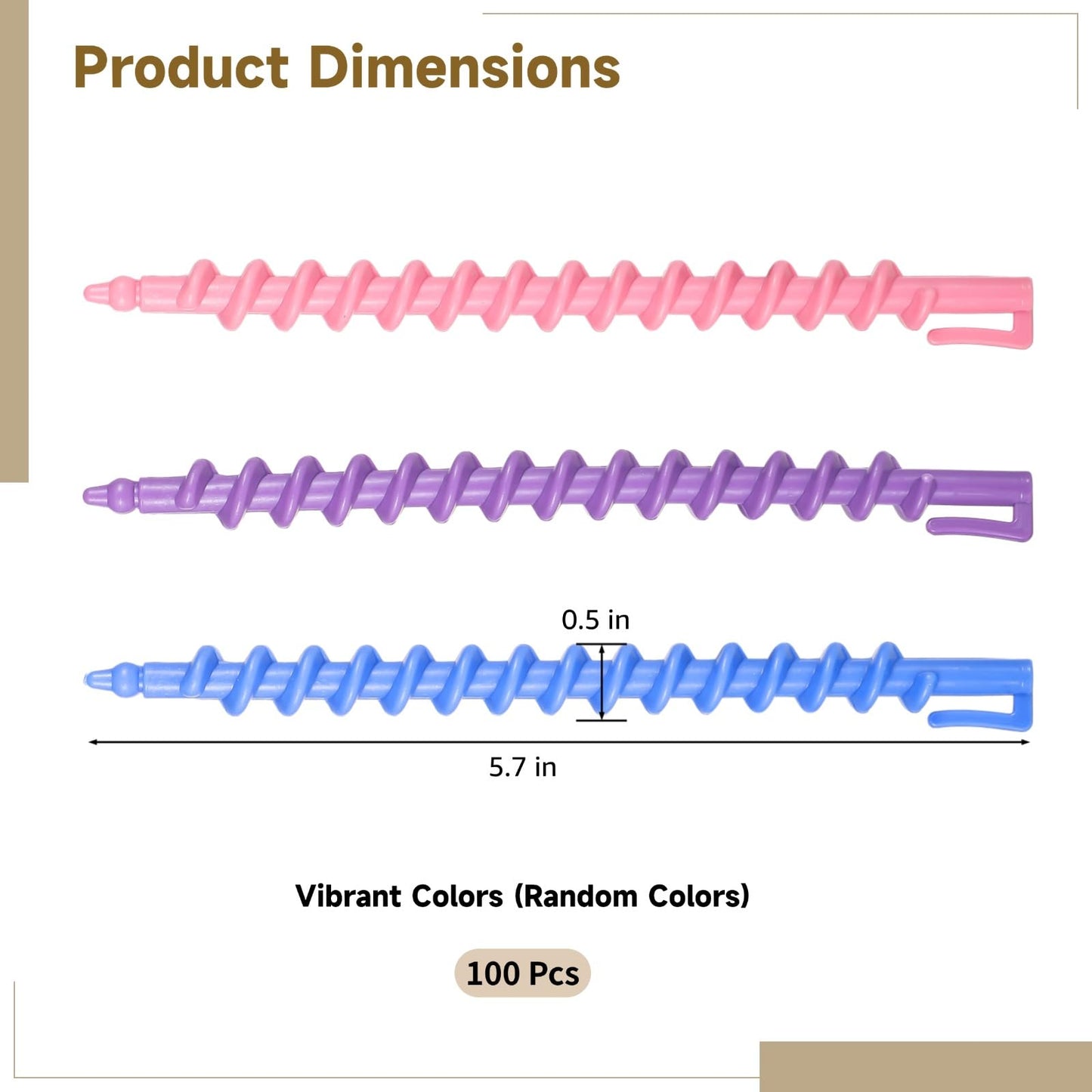 100 Pcs Spiral Perm Rods, Heatless Hair Curl Rods, Perm Wave Curlers Kit for Long Hair, Plastic Material, Styling Curling Rods for Custom Hairstyles, Random Colors