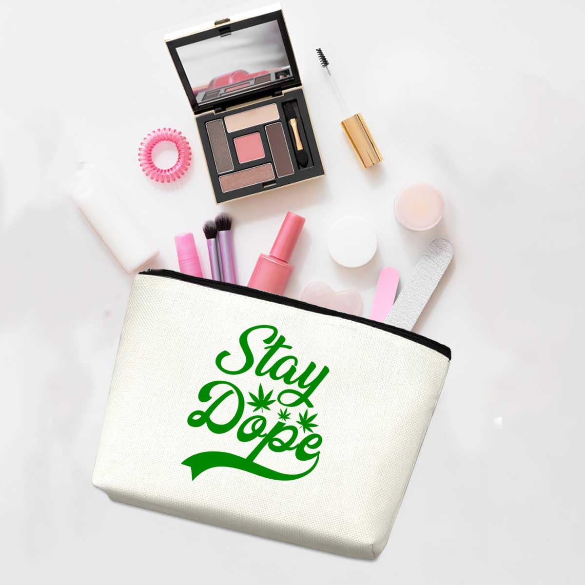 Novelty Weed Gift Green Leaf Makeup Bag Humor Weed Accessories Cosmetic Bags for Women Daughter Friendship Gifts Zipper Pouch Weed Stuff Appreciate Gifts Travel Toiletry Bag for Birthday Christmas