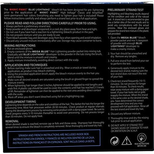 MANIC PANIC Blue Lightning Hair Bleach Kit - Mega Blue Bleach Powder + 30 Volume Developer - Neutralizes Warm Yellow Tones - Hair Lightener Lifts Up to 5 Levels - Vegan & Cruelty-Free (2 ct)