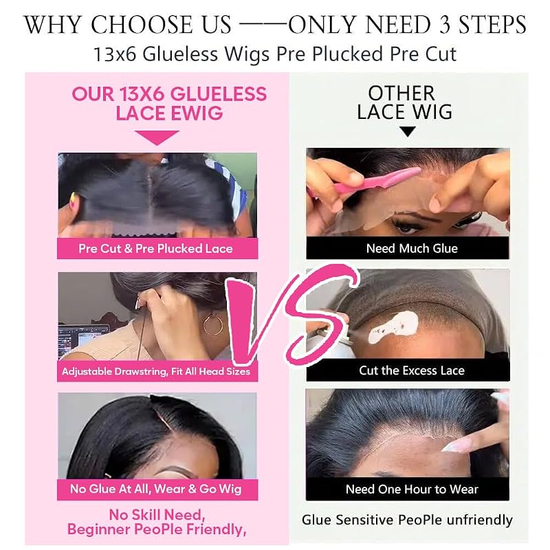 Natural Color 18in Glueless 13x6 Lace Frontal Wig, 180% Density, Pre-Plucked, With Drawstring - Miniask