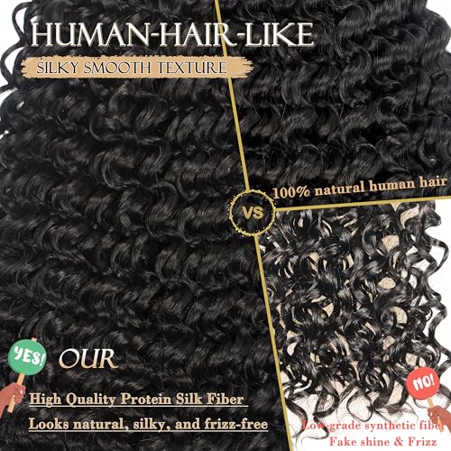 12 Inch Curly Crochet Hair for Black Women - 4-in-1 Deep Wave Pack of 7 - 1B