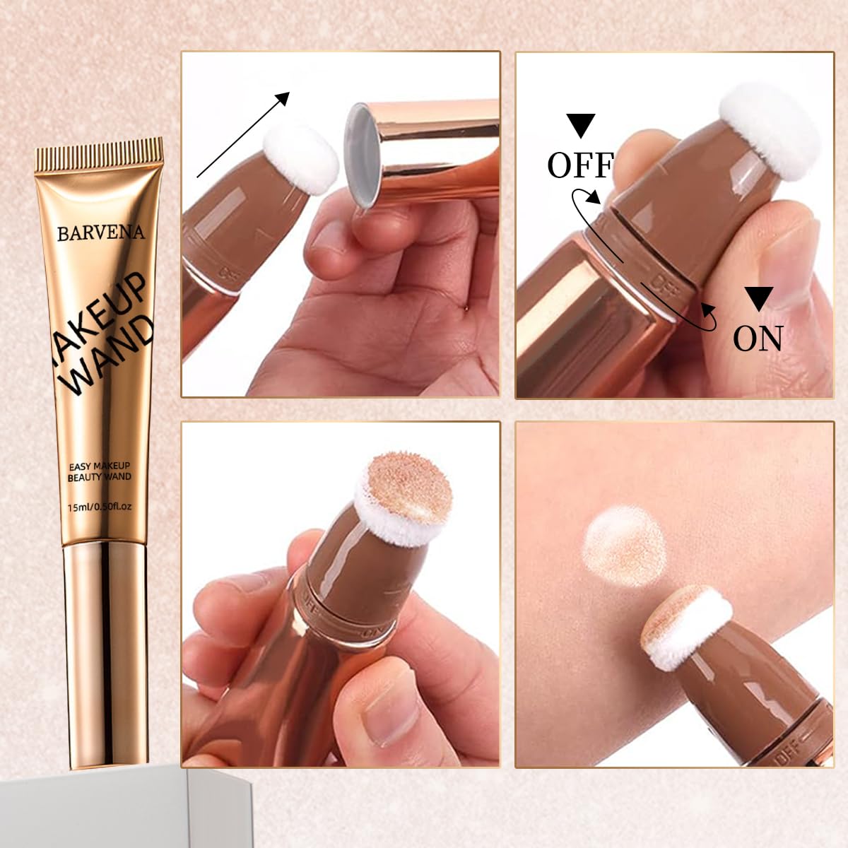 BARVENA Liquid Highlighter Wand，Liquid Highlighter Makeup Wand For Luminous, Glowing Skin, Buildable Formula, Vegan & Cruelty-Free Highlighter stick (Blooming Pink)
