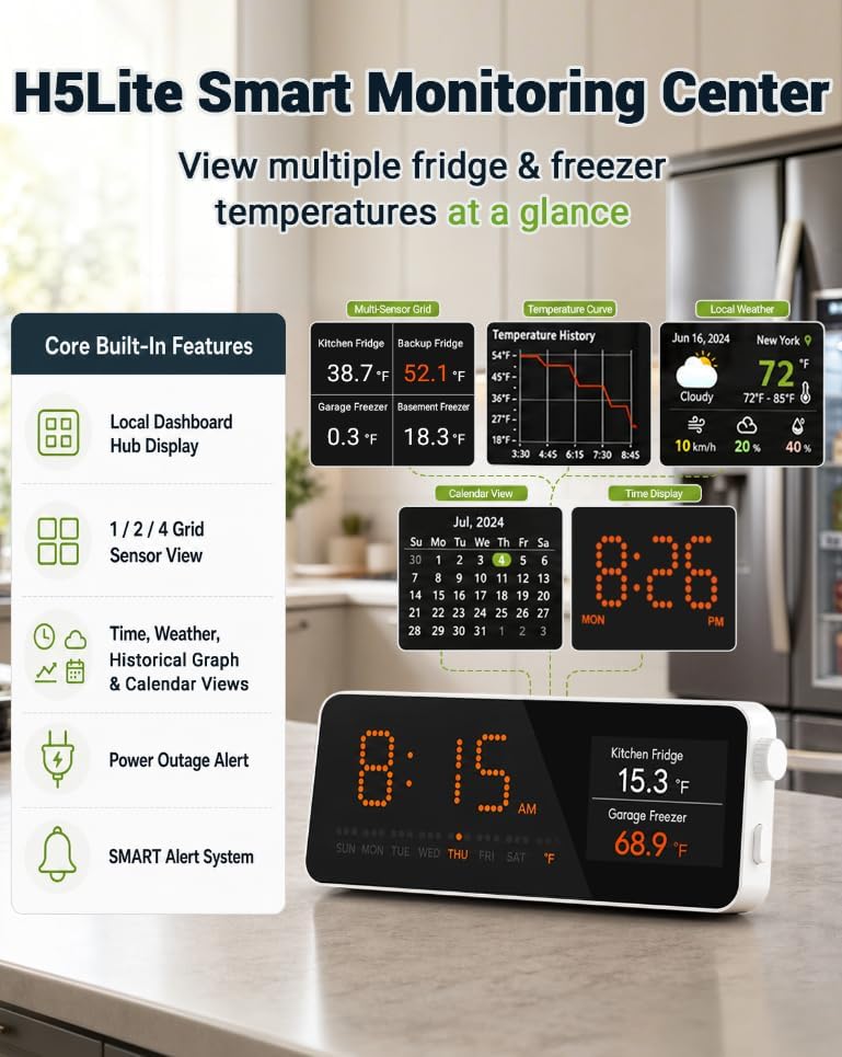 WiFi Freezer Thermometer with Hub & 2 Sensors - Remote Temperature Monitoring