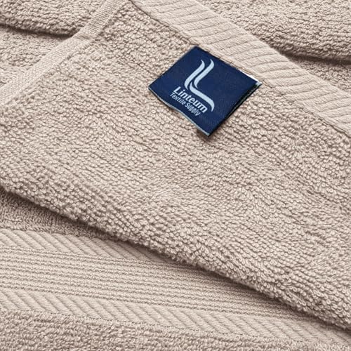 Linteum Textile Supply Luxury 20x40 Inch Taupe Hair Towels Pack of 6 - Ultra-Soft Cotton, Quick Dry, Salon-Quality