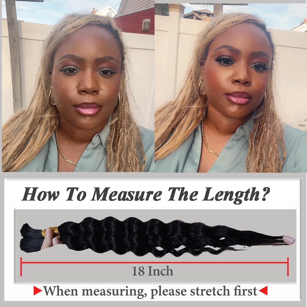 Human Braiding Hair For Braids Honey Blonde Deep Wave Bulk Human Hair For Braiding No Weft 12A Human Hair Braiding Hair Extensions 14 Inch 50g/1Bundle Wet And Wavy Human Braiding Hair