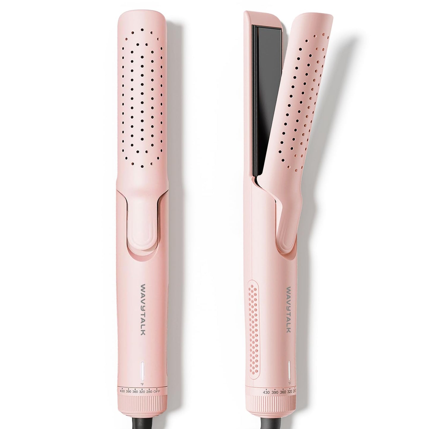 Wavytalk Airflow Styler Curling Iron, Cool Curl, 360° Cool Air Lock in Style for Lasting Curls, Reduces Damage, 2 in 1Hair Straightener and Curler, 1.25 Inch, Anti-Scald for Short Long Hair, Pink