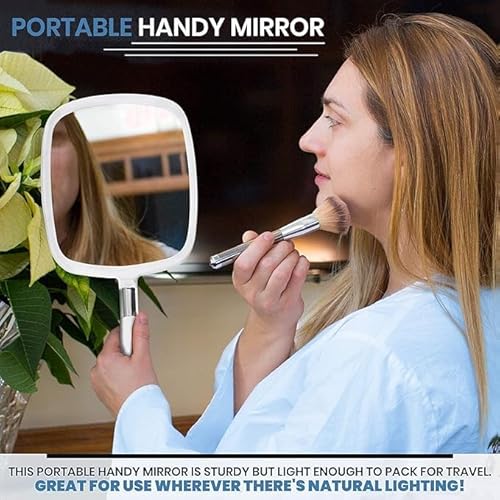 MIRRORVANA Pack of 5 Large Handheld Mirror Set for Barbers & Salon Hairdressers - Perfect for Home, Travel, & Makeup Use with Long Comfy Handle and Distortion Free HD Reflection - 13" x 9" (White)