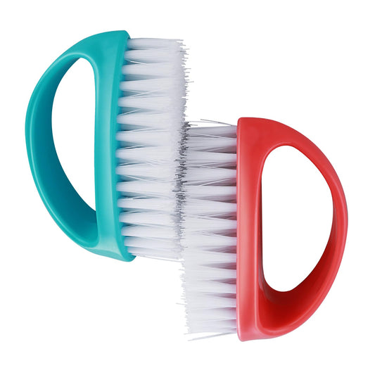 HJZHII 2 Pcs Hand and Nail Brush, Nail Clippers Heavy Duty Scrub Clean Brushes with Nylon Bristles for Cleaning Soft Stiff Fingernails Fingers Toes and Nails Scrubber Men Women(Red, Blue)