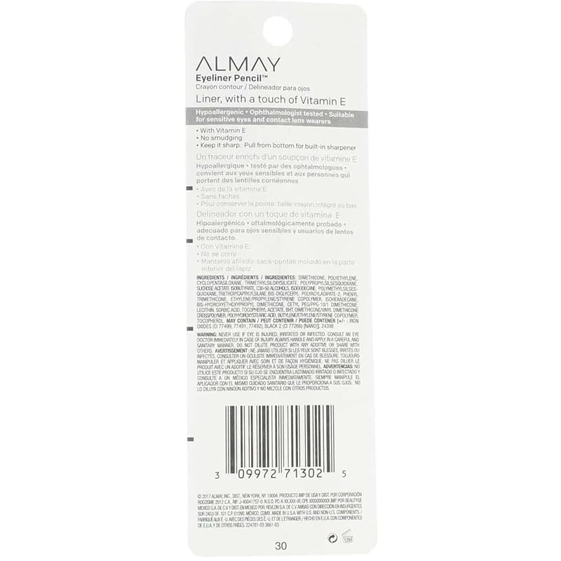 Almay Brown Eyeliner Pencil, 0.01 oz — Hypoallergenic, Water-Resistant, 16 Hr Wear, Pack of 6 (Variation: Brown+1 Count)