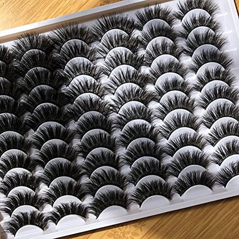 Gmagictobo False Eyelashes 30 Pairs Pack Faux Mink Lashes 20MM Long Dramatic 6 Styles Mixed 5D Medium Volume Thick Fake Eyelashes Soft Crossed Makeup Eye Lashes