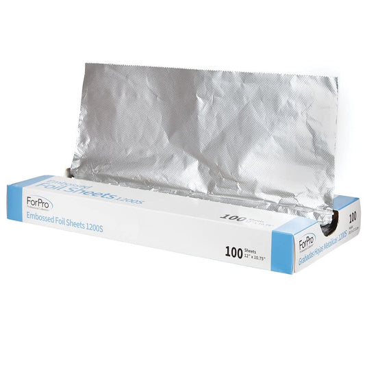 ForPro Professional Collection Embossed Foil Sheets 1200S, Aluminum Foil, Pop-Up Dispenser, for Hair Color Application and Highlighting Services, Food Safe, 12” W x 10.75” L, 100-Count