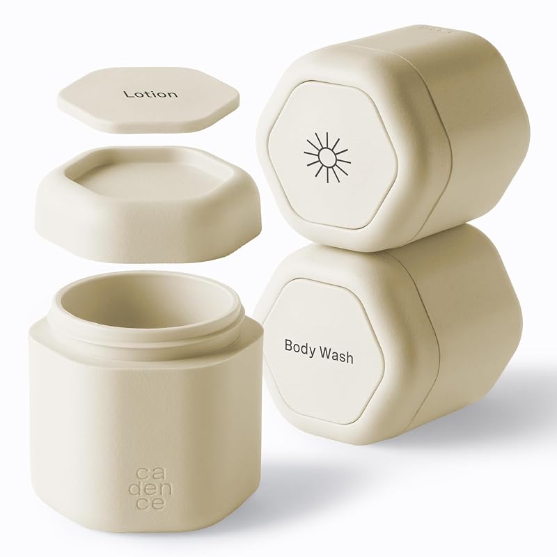 Cadence Travel Containers 3 Medium 1.32oz Sand Magnetic Leak-Proof TSA Approved