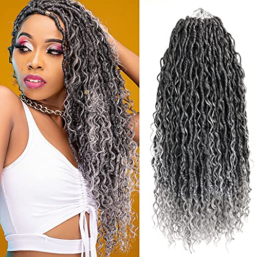 18 Inch Crochet Faux Locs Hair for Black Women - 7 Pack T1B/Gray