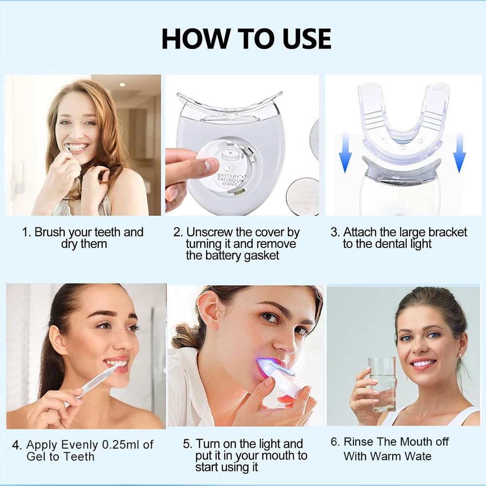 RVEYI Teeth Whitening Kit - LED Light Timer, Pro Professional for Sensitive Teeth 35% Carbamide Peroxide,4 * 3ml Gel Syringes, 1* Remineralization Gel, and Tray