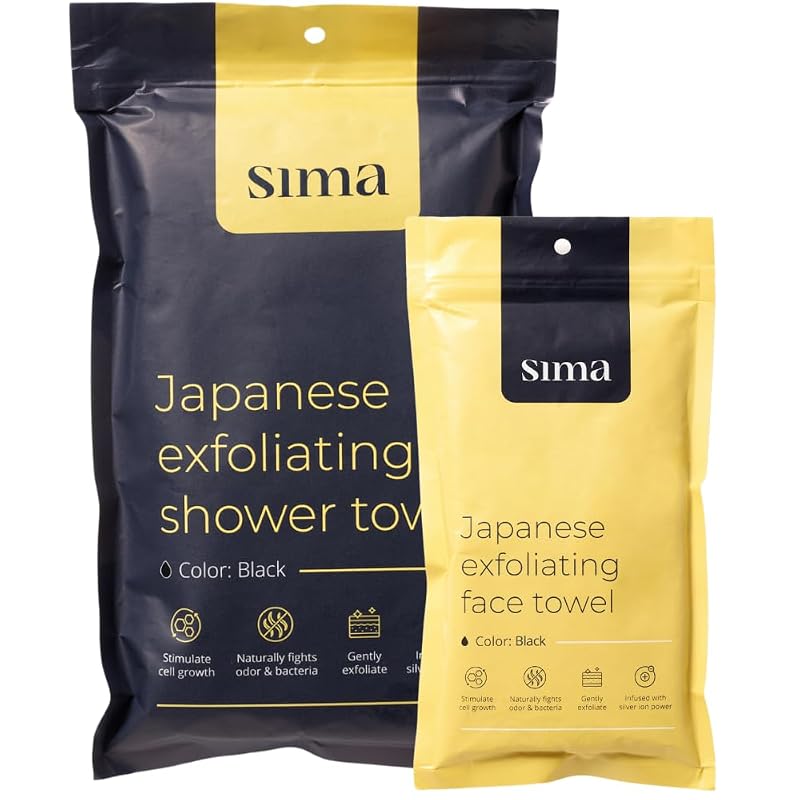 Japanese Hexagon-Weave Exfoliating Towels Set - Face & Body Scrubbers