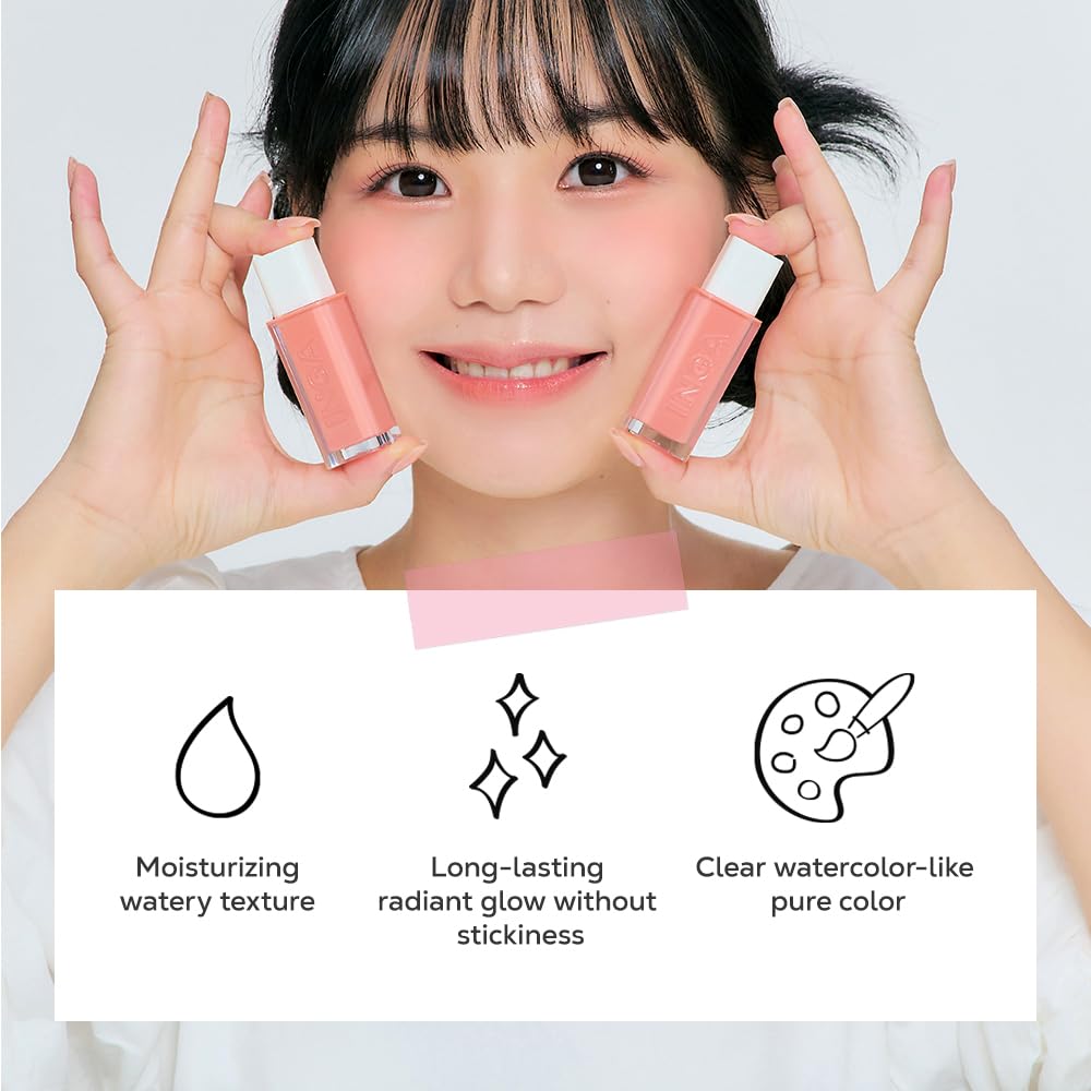 INGA Water Glow Lip Tint – [RICH SALMON] | Hydrating, Glossy Korean Lip Tint with Sheer Color & Glass-Like Shine | Long-Lasting, Non-Sticky Korean Lip Stain