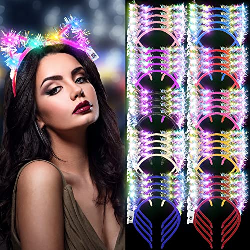LED Cat Ears Headband Bulk Pack - Gold Silk Party Costume Accessories
