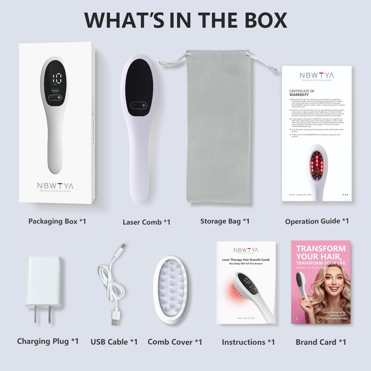 NBWTYA Laser Comb, Red Light Therapy for Hair Growth, Medical Grade Hair Loss Treatment Regrows Fuller and Thickness, Reverses Thinning, Stimulates Growth for Men & Women
