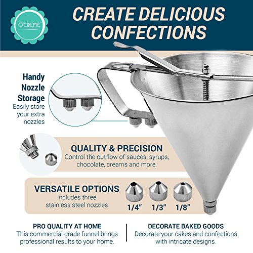 Stainless Steel Confectionery Funnel with Precision Nozzle Tips – O'CREME