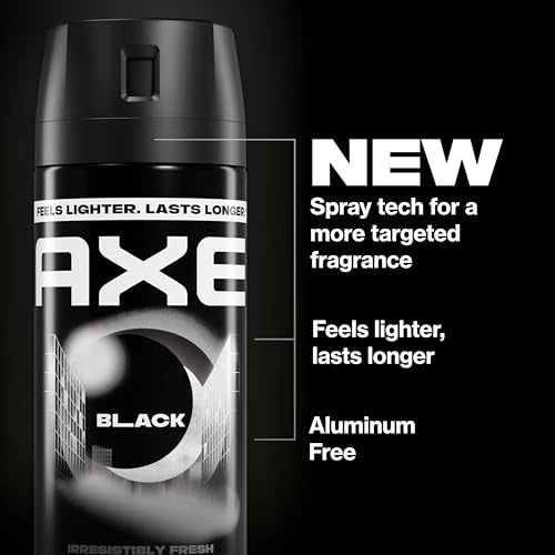 AXE Black Body Spray 4 Pack, 2.9 oz Each - 48 Hour Fresh Scent, Targeted Spray Technology