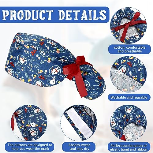 Honoson Nurse Caps for Women - Adjustable Bouffant Surgical & Dental Hats, Lovely Patterns