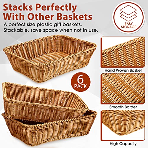 Eccliy 6 Pack Wicker Bread Baskets - 15.8 Inch Woven Serving Baskets