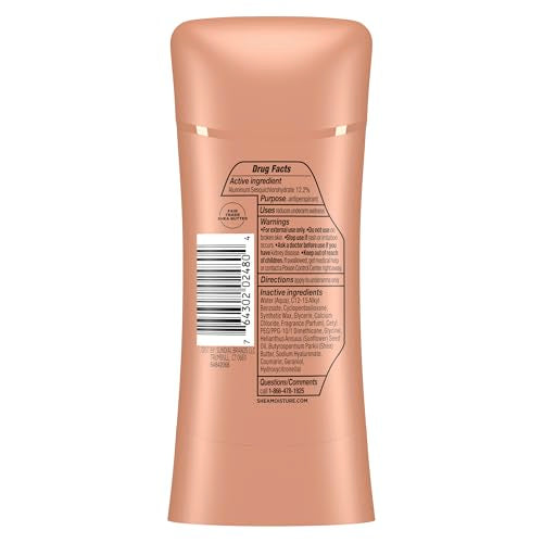 SheaMoisture Raw Shea Butter & Hyaluronic Acid Antiperspirant Stick 2.6 oz Pack of 4 - 48H Odor & Sweat Protection, Moisturizing for Dry Skin