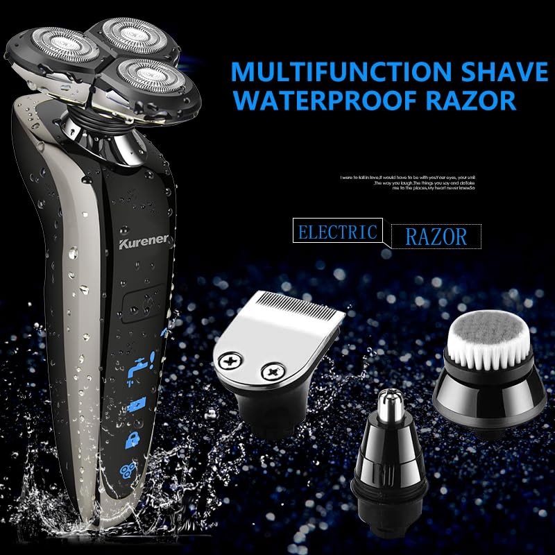 Kurener Electric Razor for Men 1250 Series Waterproof Rechargeable Shaver