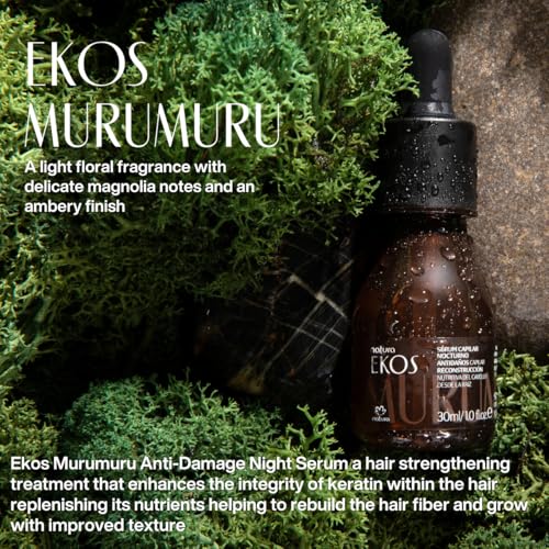 Natura Ekos Murumuru Anti-Damage Night Serum - Increases Hair¡¯s Natural Keratin Production - Replenish Nutrients & Rebuild Hair Fiber - Vegan Hair Care - Brazilian Beauty Secrets - Hair Care 30ml