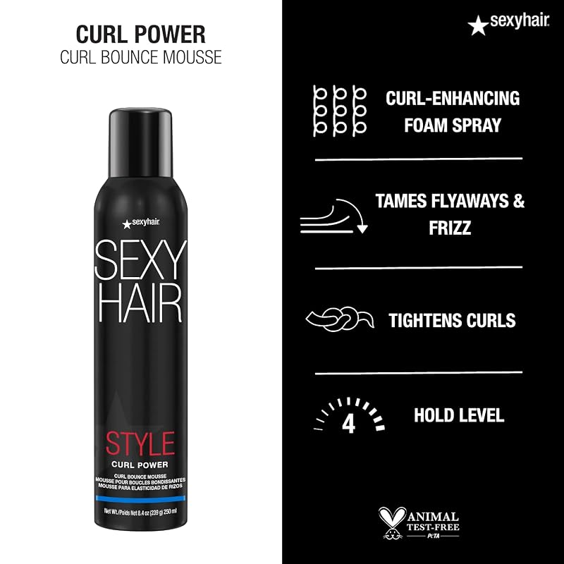Curl Power Mousse by SexyHair – Light Control, Definition & Frizz Control (8.5 oz)