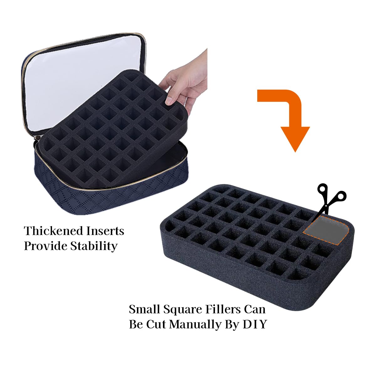 UOZL Nail Polish Bag organizer-Holds 40 bottles(15ml-0.5fl.oz)，Nail Polish Carrying Case Clear Multifunctional Cosmetic Travel Cases Makeup Bags Black