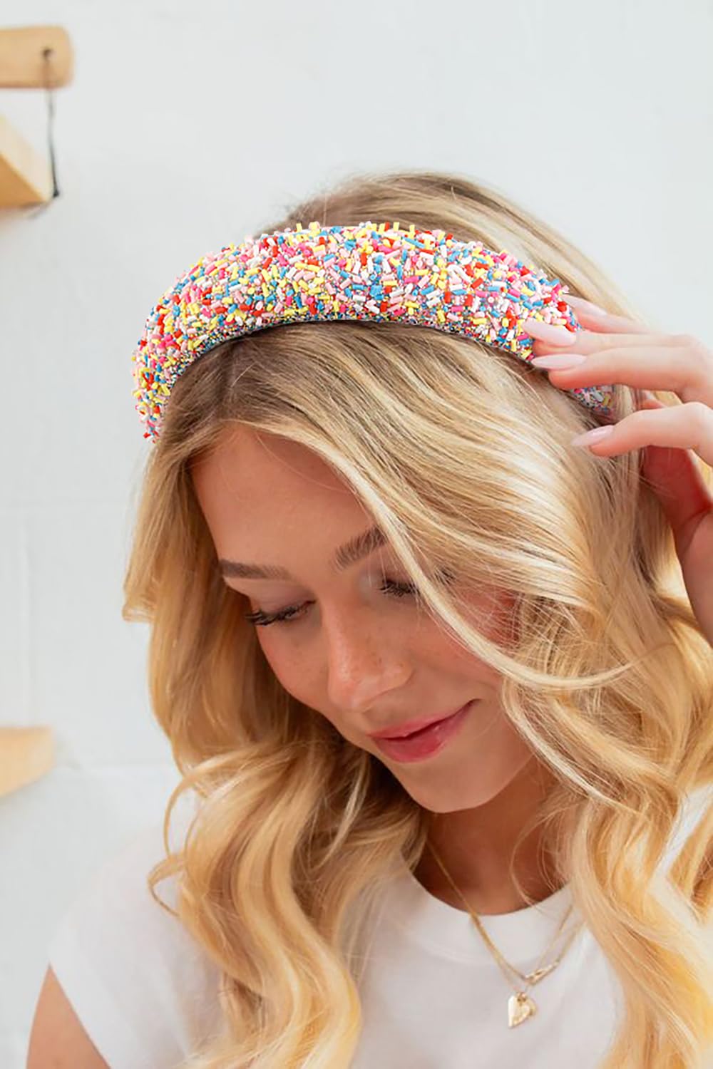 TEBIEKOY 2Pcs Easter Sprinkle Headbands for Women Cute Headbands Wide Padded Head Bands for Women's Hair Thick Donut Candy Hairbands Hair Accessories
