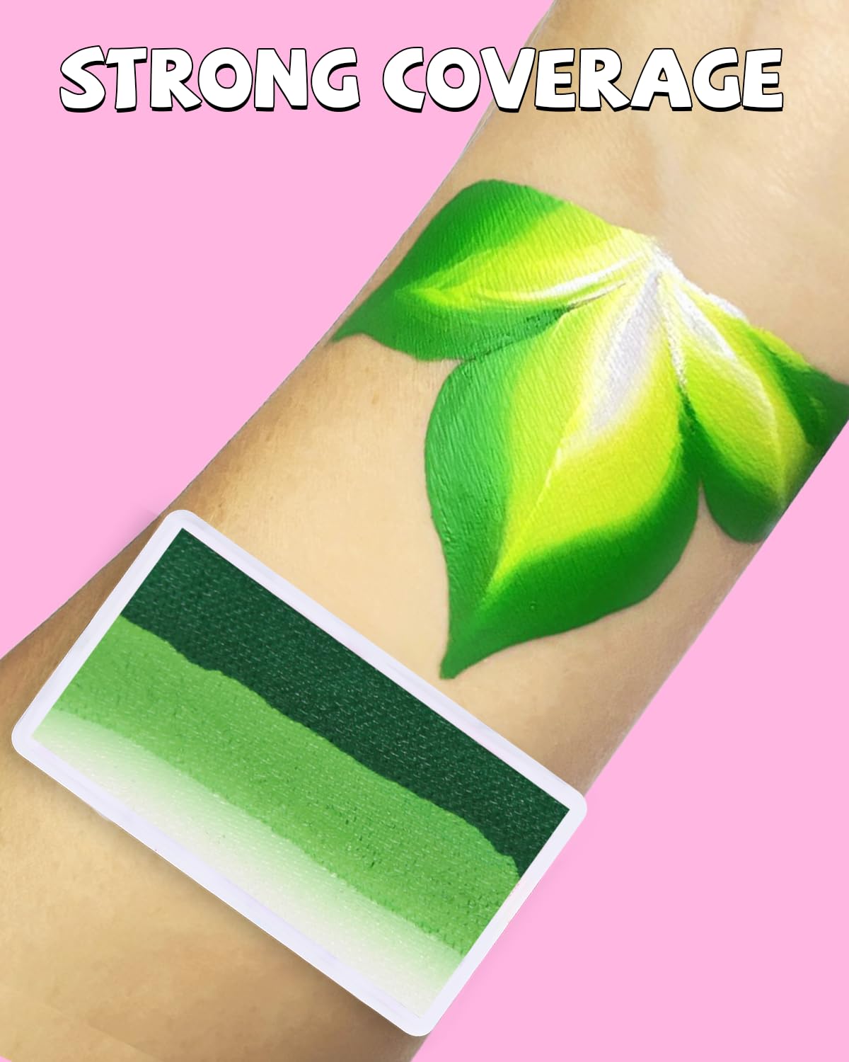 Anka Bella Professional Water Activated 1-Stroke Split Cake Face Paint（Green Fields）30gm,Hypoallergenic, Non-Toxic,Face Body Painting Makeup