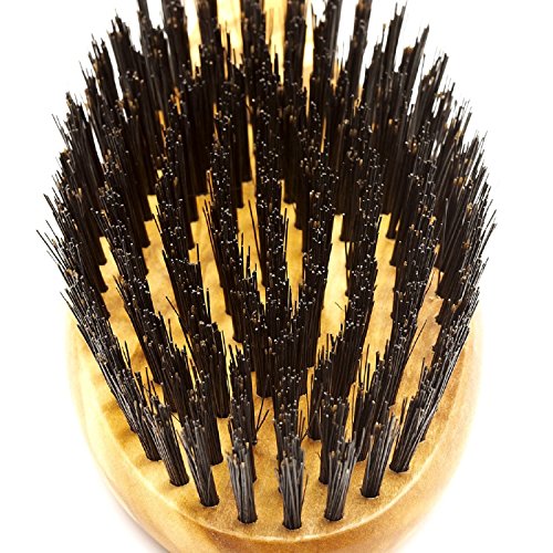 Men's Oval Hairbrush with Pure Bristle and Olivewood Handle - Made in Germany
