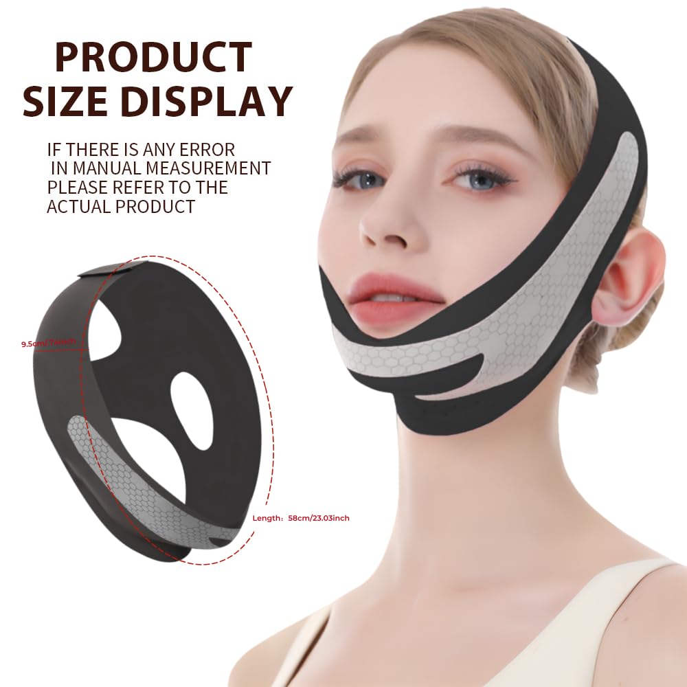 ROWMATE Graphene V-Line Mask, Chin Strap for Sleeping,Chin Strap for Women,Jaw Exerciser,Black,M
