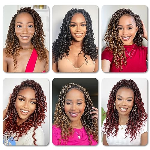 Karida Goddess Locs Crochet Hair 14 Inch T30# - 8 Packs Faux Locs with Curly Ends, Pre Looped for Black Women