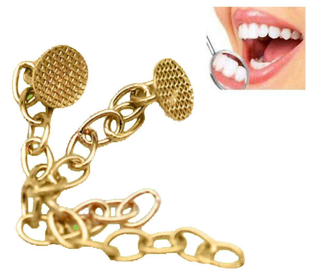4 Pcs New Golden Traction Chain Dental Lingual Button Chains Orthodontics Materials Swivel Chain Dental Impacted Cuspid Eruption Appliance