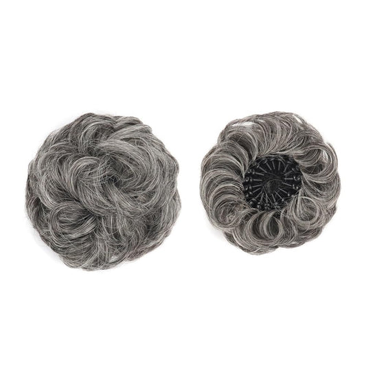 Bun, Synthetic Messy Bun Extensions,Fluffy Chignon, Bird's Nest Design, Retractable Wavy for Women(Dark gray)