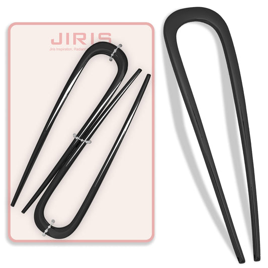JIRIS 2PCS 5.5Inch French Hair Pins Large U-Shaped Pins for Women and Girls Fashion Metal Hair Pin French Twist Hair Pins for Buns, Updos,Stylish and Functional(set3-black)