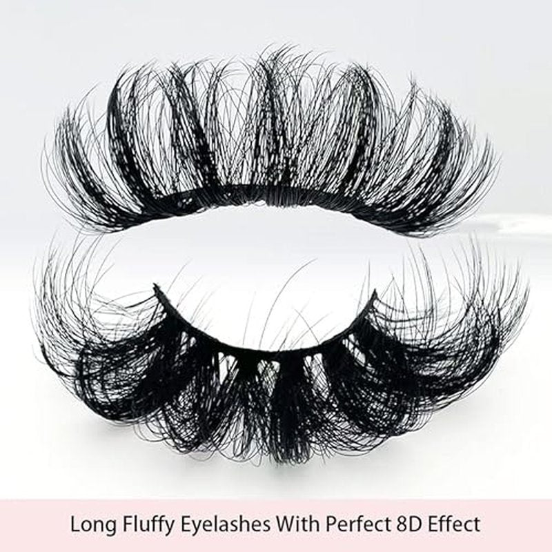 Lashes Eyelashes Long False Faux Mink Look Like Lash Extensions D Curl Wholesale Dramatic 3D 25mm-30mm Wispy Fluffy Strips Fake Eyelash Bulk Amazing For Women (5 Pairs 30mm set1)