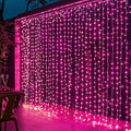 LED Curtain String Lights with 8 Modes Waterproof Indoor Outdoor Pink 9.8ft